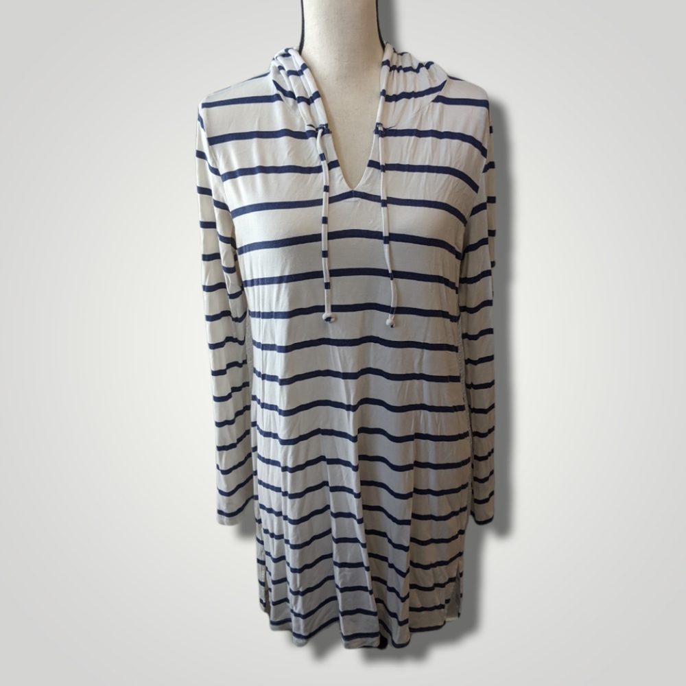 Mott50 Striped Hooded Dress/Swimsuit Cover SzM